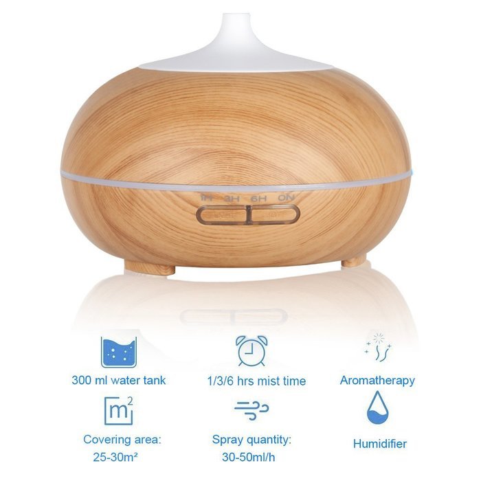 300ml Aroma Diffusers For Essential Oils, HUIRUI Cool Mist Ultrasonic Humidifier With 7 Colors Auto Change, Time... N5