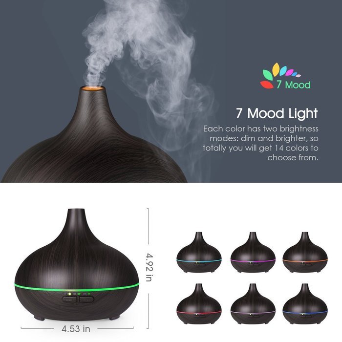 Victsing 150ml Mini Ultrasonic Aroma Essential Oil Diffuser, Wood Grain Cool Mist Humidifier for Office Home Study... N2