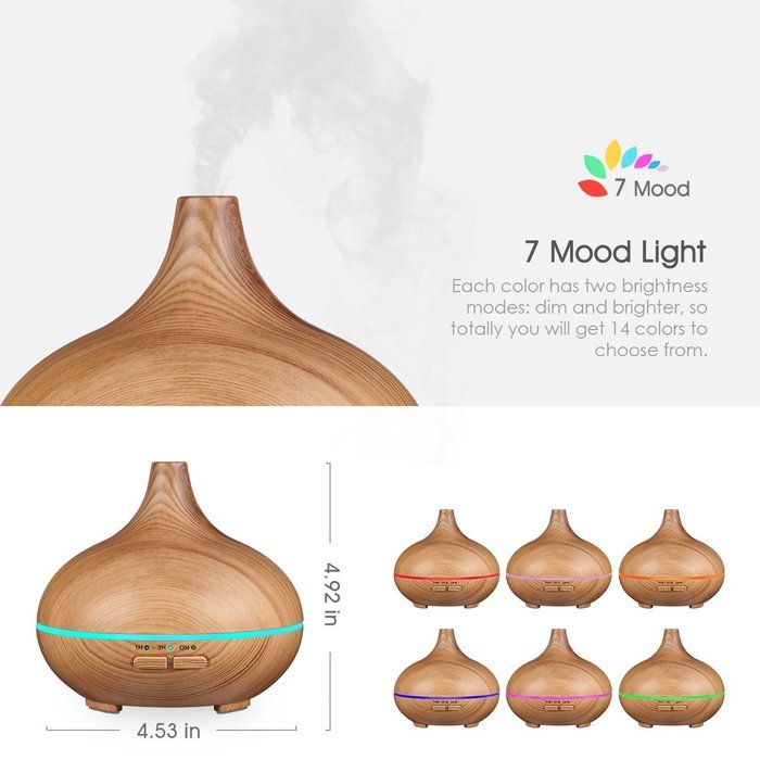 Victsing 150ml Mini Ultrasonic Aroma Essential Oil Diffuser, Wood Grain Cool Mist Humidifier for Office Home Study... N3