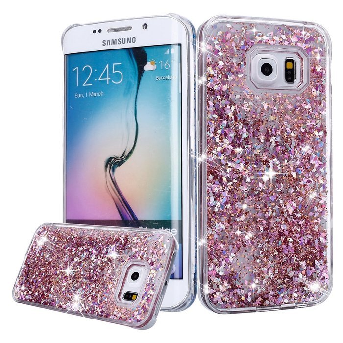 Galaxy S6 Edge Case,Galaxy S6 Edge Liquid Cover,PHEZEN Christmas Tree Santa Claus Design Cool Quicksand Moving... N14