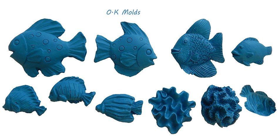 O.K Molds silicone decorating fondant gompaste supply fish series M4835 N2