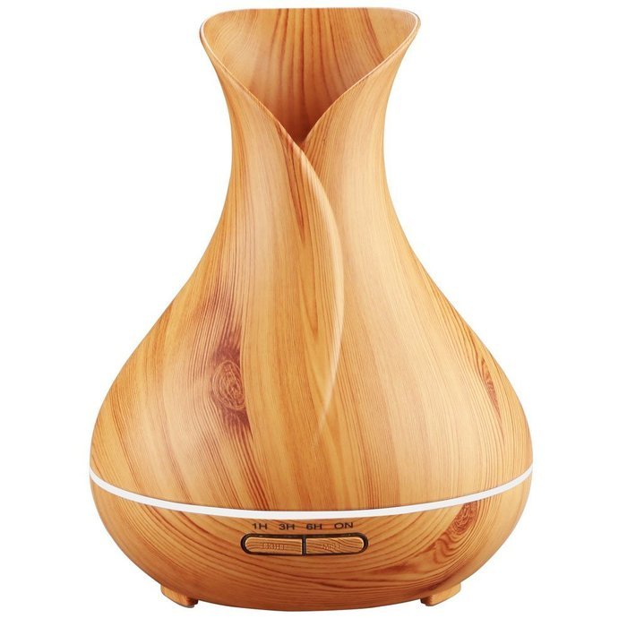 400ML Ultrasonic Aromatherapy Essential Oil Diffuser Cool Mist Humidifier Waterless Auto off (Dark Wooden Grain) N8