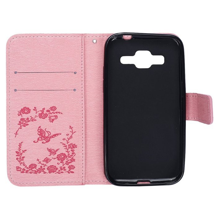 Galaxy Core Prime Wallet Case,PHEZEN Serect Garden Butterfly Flower Inlaid Shiny Glitter Diamond Pu Leather Flip... N3