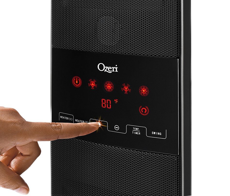 Ozeri OZH1 Dual Zone Oscillating Ceramic Heater and Tower Fan with Adjustable Thermostat and Remote Control N7