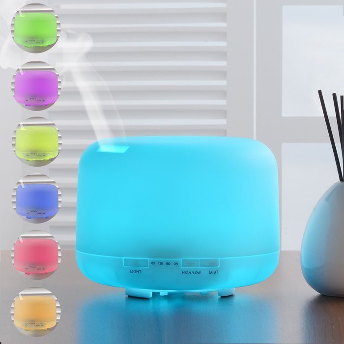500ml Essential Oil Diffuser by Lumanux - Cool Mist Ultrasonic Air Humidifier with 10 Hours Continuous Mist, 4... N4