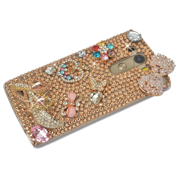 Spritech(TM) Clear Hard Bling Phone Case for LG G Stylo 2 LS775/LG Stylus 2 K520,Handmade Gold Crystal Flower... N37
