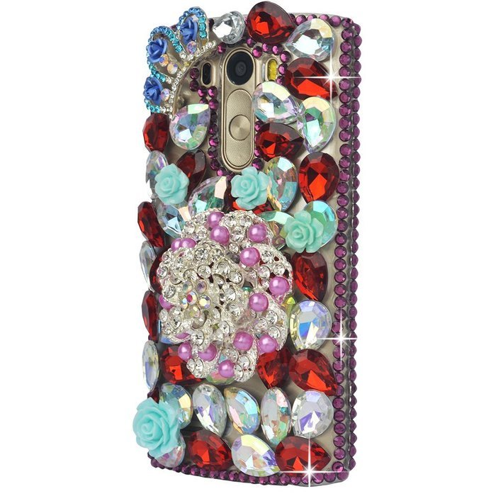 Spritech(TM) Clear Hard Bling Phone Case for LG G Stylo 2 LS775/LG Stylus 2 K520,Handmade Gold Crystal Flower... N38