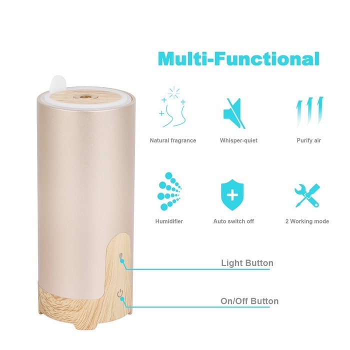 BEW Aroma Diffuser and Purifier with Car Charger and USB Cable for Car Office Home (Cylinder,40ML, Silver) N13