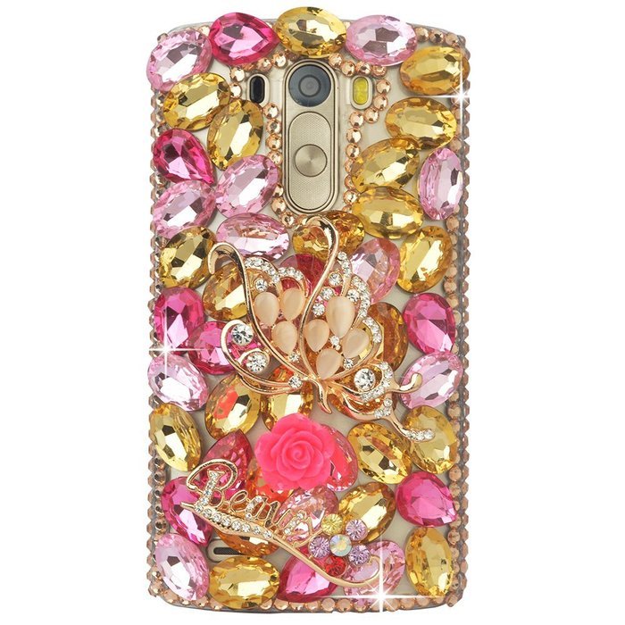 Spritech(TM) Clear Hard Bling Phone Case for LG G Stylo 2 LS775/LG Stylus 2 K520,Handmade Gold Crystal Flower... N40