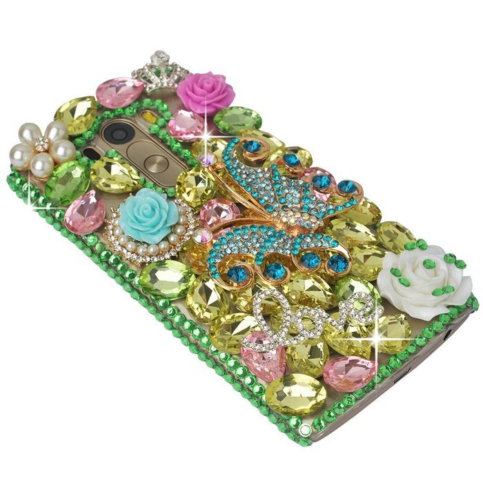 Spritech(TM) Clear Hard Bling Phone Case for LG G Stylo 2 LS775/LG Stylus 2 K520,Handmade Gold Crystal Flower... N41