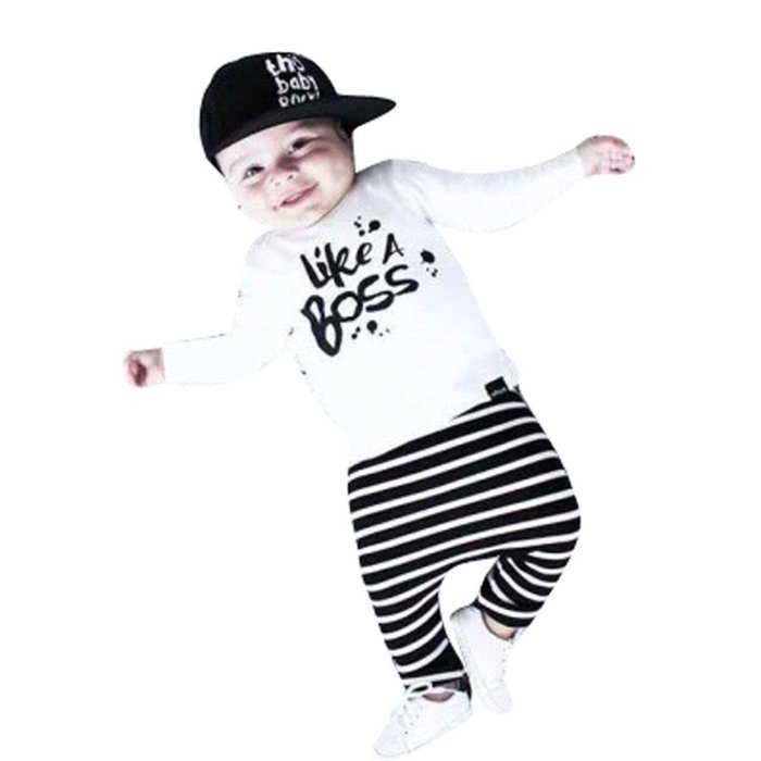 Clothes Set ,BeautyVan Kid Baby Girl Boy Set Clothes Letter Print Long Sleeve Shirt+ Stripe Pant Outfit (12M,...