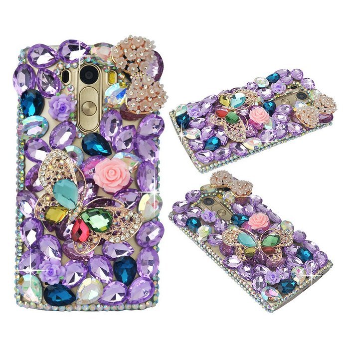 Spritech(TM) Clear Hard Bling Phone Case for LG G Stylo 2 LS775/LG Stylus 2 K520,Handmade Gold Crystal Flower... N45