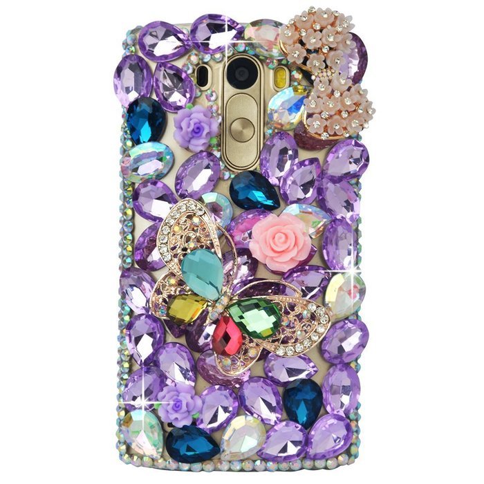 Spritech(TM) Clear Hard Bling Phone Case for LG G Stylo 2 LS775/LG Stylus 2 K520,Handmade Gold Crystal Flower... N46