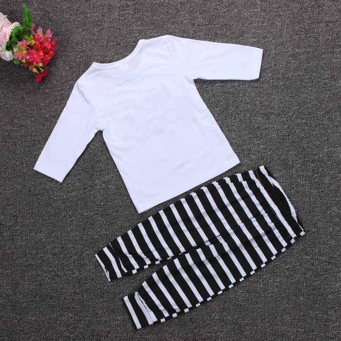 Clothes Set ,BeautyVan Kid Baby Girl Boy Set Clothes Letter Print Long Sleeve Shirt+ Stripe Pant Outfit (12M,... N2