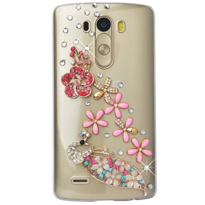 Spritech(TM) Clear Hard Bling Phone Case for LG G Stylo 2 LS775/LG Stylus 2 K520,Handmade Gold Crystal Flower... N52