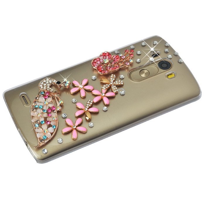 Spritech(TM) Clear Hard Bling Phone Case for LG G Stylo 2 LS775/LG Stylus 2 K520,Handmade Gold Crystal Flower... N54