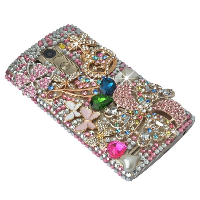 Spritech(TM) Clear Hard Bling Phone Case for LG G Stylo 2 LS775/LG Stylus 2 K520,Handmade Gold Crystal Flower... N55