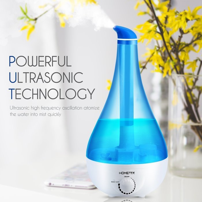 HOMETEK Ultrasonic Humidifier with 2.2 Liter Water Tank 360 Degree Rotatable Nozzle, Swan Shape Blue N7