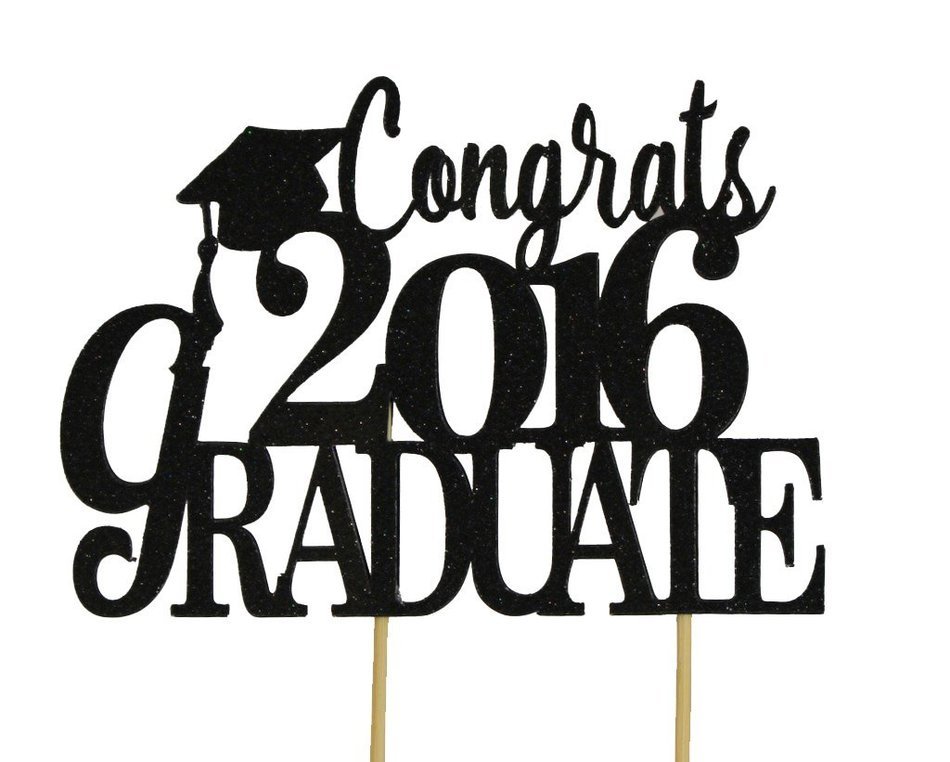 All About Details Black Congrats 2016 Graduate Cake Topper