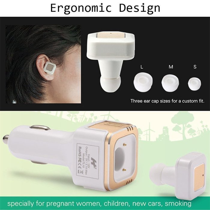 ATD Mini Car Oxygen Bar Anion Air Purification Humidifier Dual USB With Wireless Bluetooth Hands-free Stereo Earphone... N5