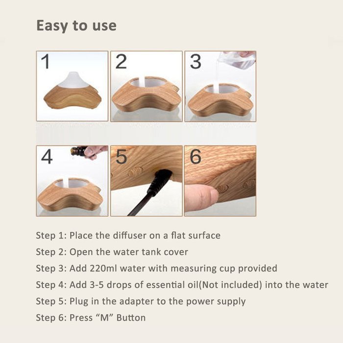 BEW Aromatherapy Diffuser,Wood Grain Cool Mist Ultrasonic Humidifier for Office Home Bedroom Living Room Study... N24