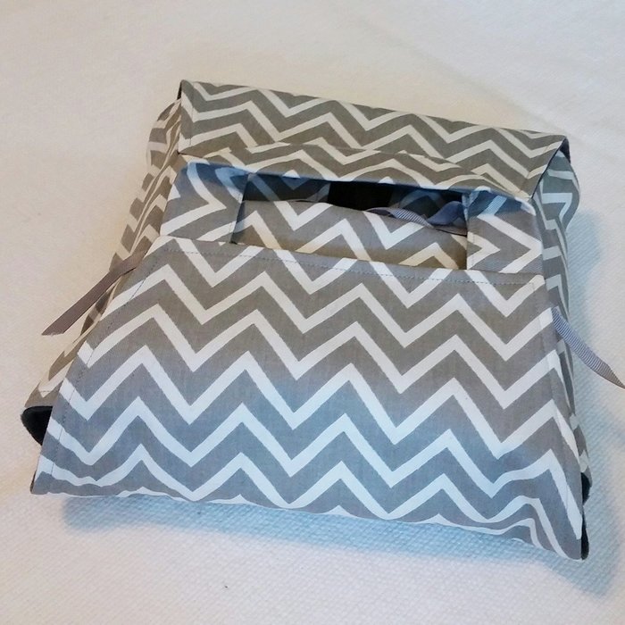 Casserole Tote in Gray Mini-Chevron 8x8 - Can be Personalized, ZigZag Stripe, Made in America