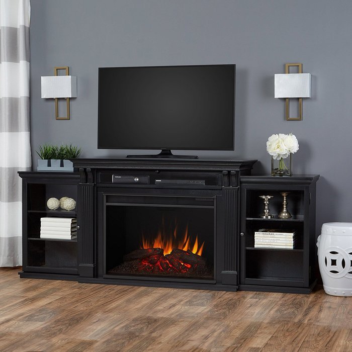 Real Flame 8720E-DSW Tracey Grand Entertainment with Electric Fireplace, Large, Distressed White N2