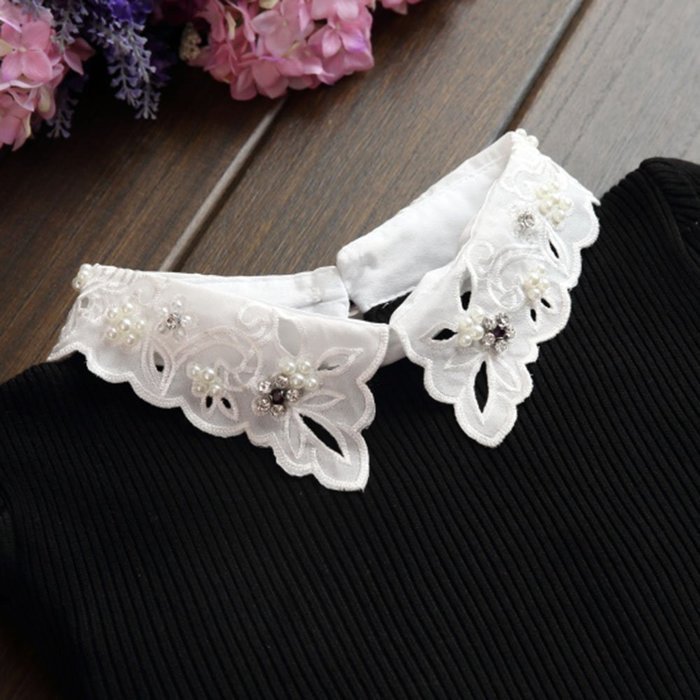 Spritech(TM) Fashion Women Thicken Basic Warm Crystal Pearl Doll Collar Long Puff Sleeve Slim Fit Velvet Sweater... N20