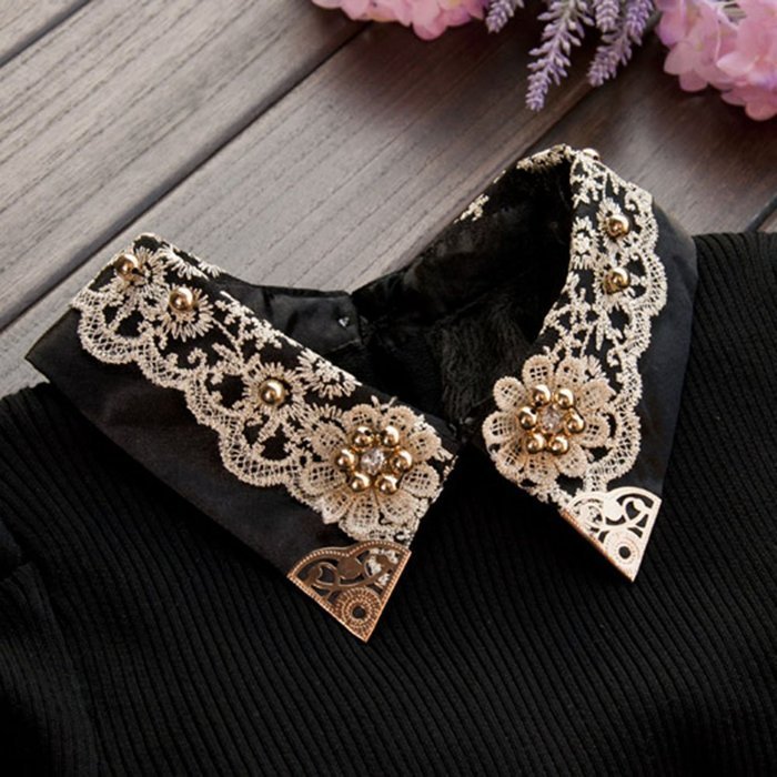 Spritech(TM) Fashion Women Thicken Basic Warm Crystal Pearl Doll Collar Long Puff Sleeve Slim Fit Velvet Sweater... N22
