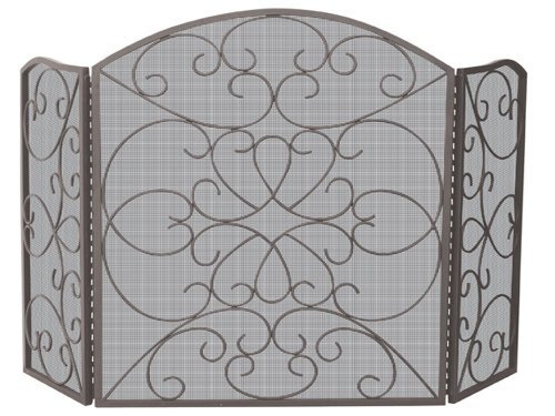 3 Fold Bronze Screen With Ornate Design