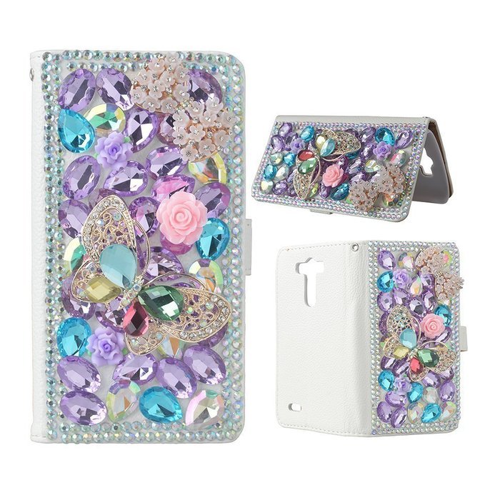 Spritech(TM) PU Leather Bling Phone Case for Samsung Galaxy Grand Prime G530 2015 Edition,Handmade Purple Crystal... N22