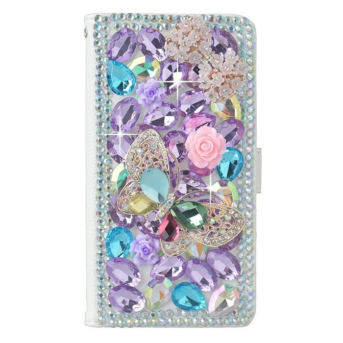 Spritech(TM) PU Leather Bling Phone Case for Samsung Galaxy Grand Prime G530 2015 Edition,Handmade Purple Crystal... N23