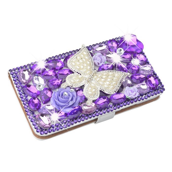 Spritech(TM) PU Leather Bling Phone Case for Samsung Galaxy Grand Prime G530 2015 Edition,Handmade Purple Crystal... N28