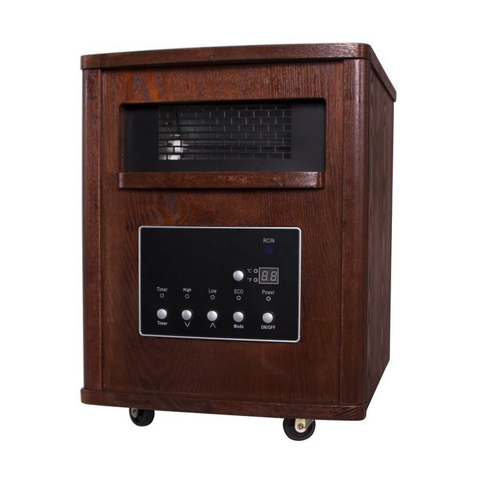 Ainfox 1500W Wood Cabinet Heater Portable Fireplace with Movable Wheels Remote Control N7