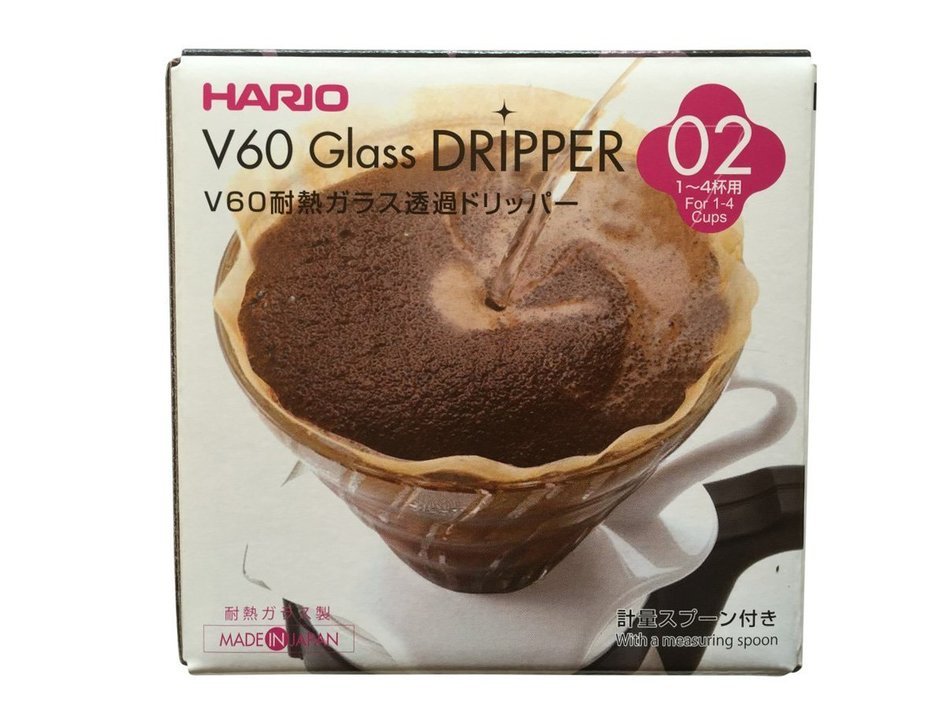 Hario V60 Glass Dripper, Measuring Spoon & 100 Filters All Sold Together