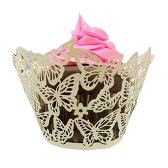 Derker 50 Pcs Laser Cut Cupcake Collars Butterfly Cupcake Wrappers ...