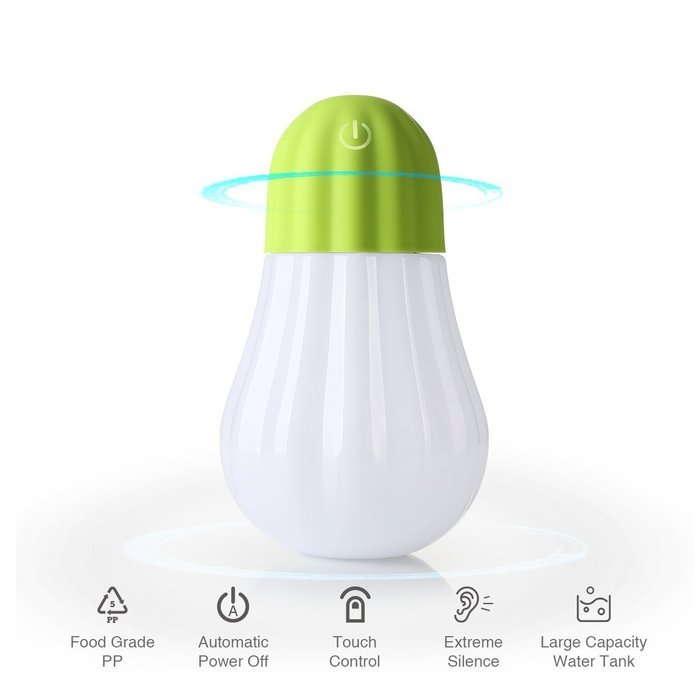 Humidifier, Hard Crafts Bulb Personal Humidifier - 350 ml Portable Cool Mist Humidifier with LED Lights, Humidifiers... N8