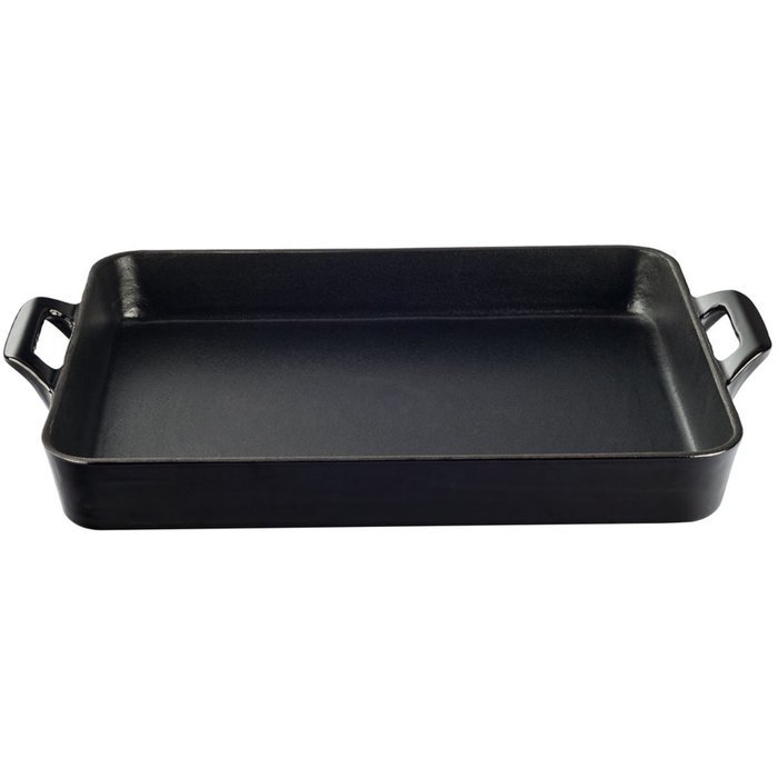 La Cuisine 3 Qt Enameled Shallow Cast Iron Roasting Pan, Black