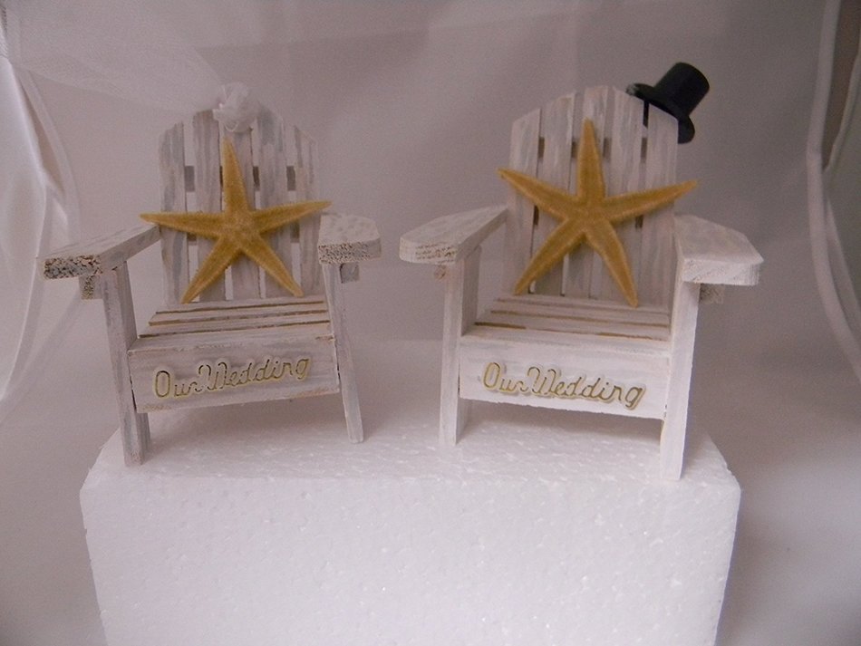 Wedding Reception Adirondack Chairs Beach Real Starfish Cake Topper White