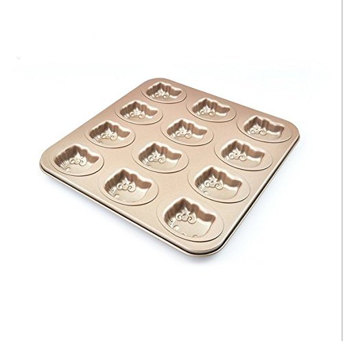 Astra shop Premium 9 Cup Champagne Cat Paw Prints Cake Pan Cute Baking Pan Non Stick Cake Mold Muffin Pan,11 x... N2