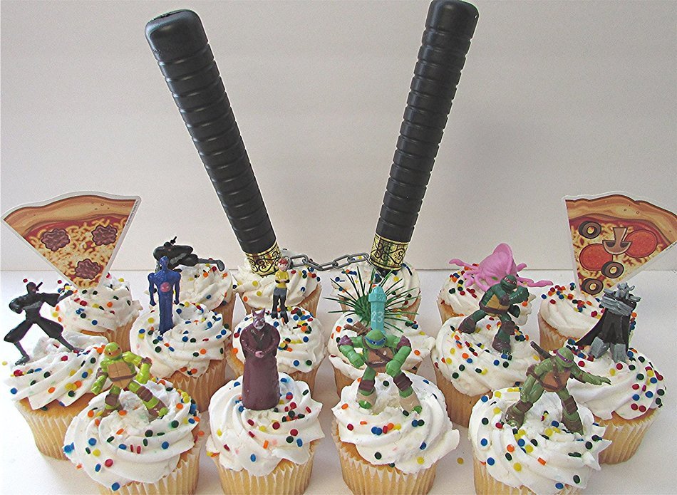 Teenage Mutant Ninja Turtles 15 Piece Birthday Cupcake Topper Set Featuring 2" to 3" Cupcake Toppers of Sensei...