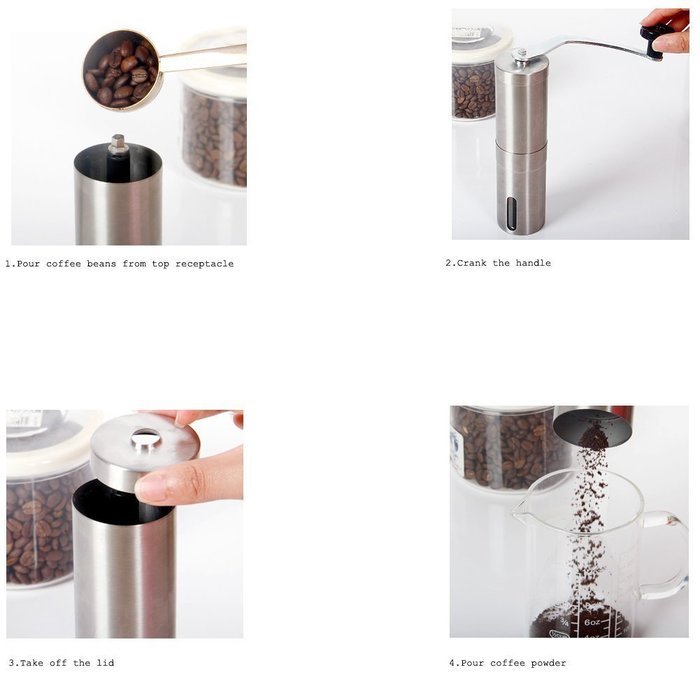 OFKP&reg; Manual Stainless Coffee Grinder - Best Hand Coffee Bean Mill - Aeropress Compatible N3