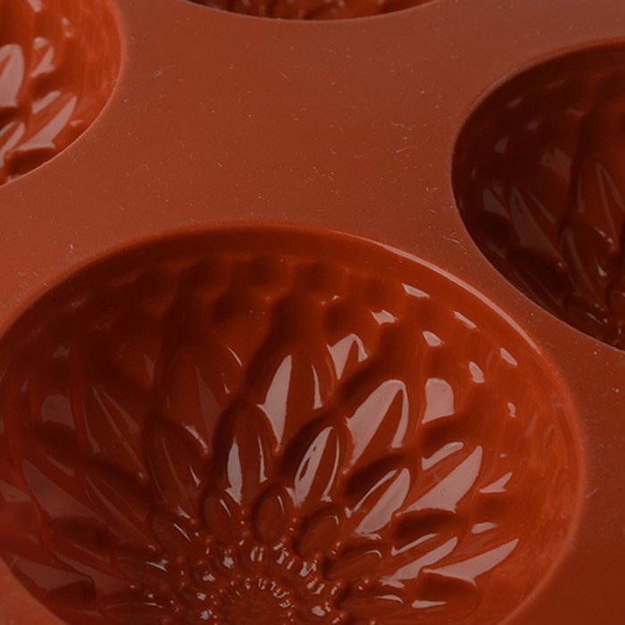 EVTECH(TM) 6 Cavity Chrysanthemum Style Silicone Gel Non Stick Cake Bread Mousse Biscuit Ice Pudding Mold Chocolate... N3