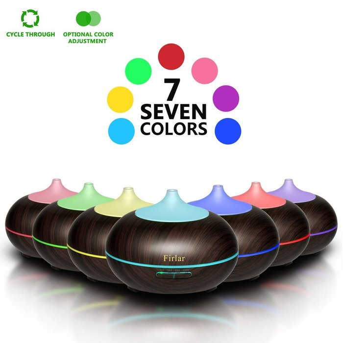 Firlar Ultrasonic Cool Mist Humidifier Oil Diffuser For Home Office Yoga Bedroom Baby Auto Shut off 300milliliter N7