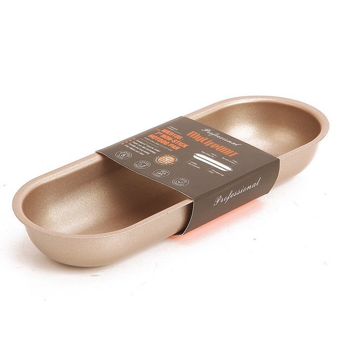MyLifeUNIT Heavy Steel Carbon Nonstick Hot Dog Bun Pan 7" N2