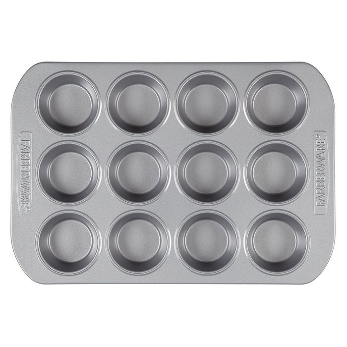 Farberware Nonstick Bakeware 12-Cup Muffin Pan, Gray
