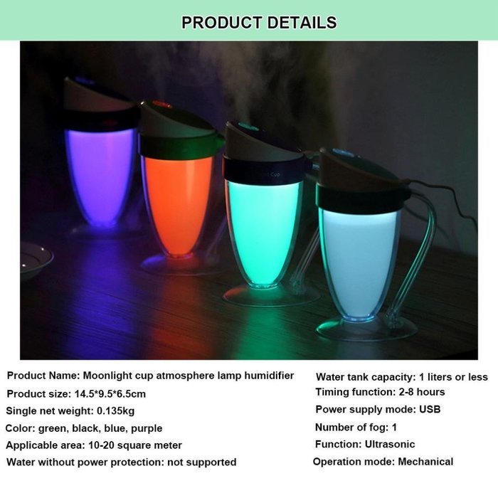 Putars Cool Mist Personal Humidifier-Portable Mini Travel Tabletop Humidifier-USB Rechargeable Ultrasonic with... N14