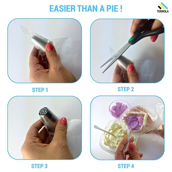 Ternola - RUSSIAN PIPING TIPS + E-GUIDE - Set of 31PCS for Cakes/Cupcakes Flower Decoration (9 Nozzles +1 Leaf...