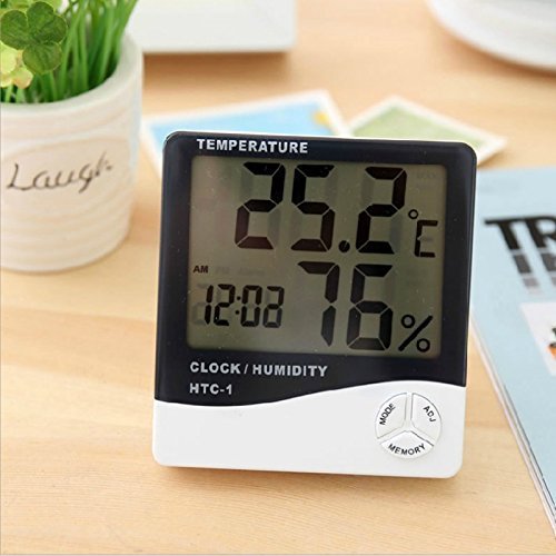 Kasstino Digital Alarm Clock LCD Indoor Hygrometer Thermometer Temperature Humidity Meter