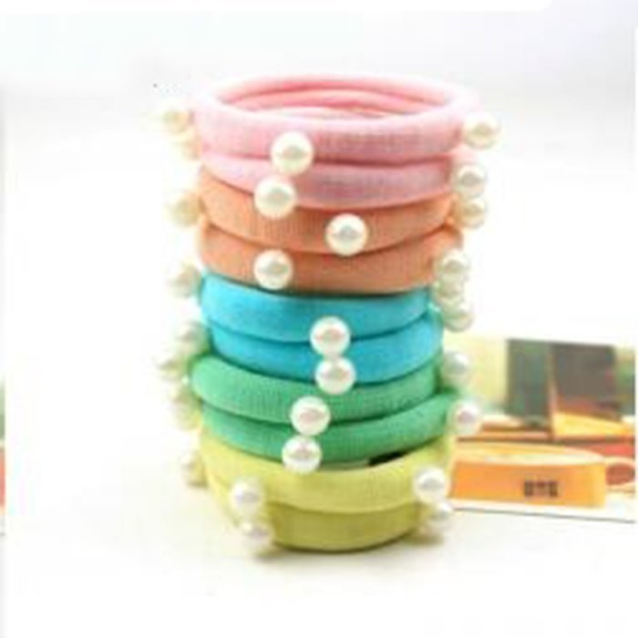 Yaheeda 20pcs Girl's Hair Bands Rubber Band Pearl Decorated Hair Rope Headwear Hair Circle Hair Tie N7